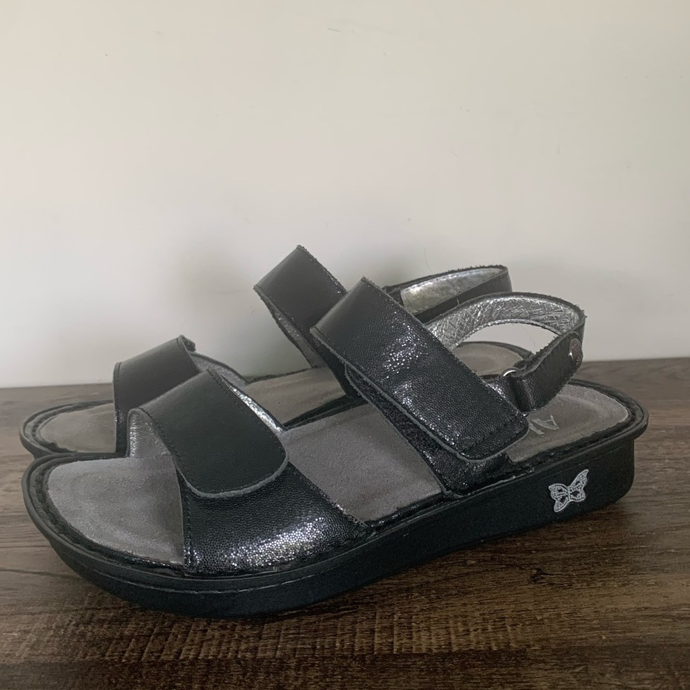 Alegria Womens 6 - 6.5 Verona Uptown Black VER-211 Comfort Sandal Hook & Loop
